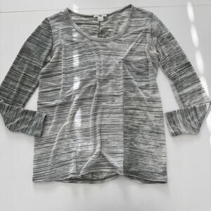 Helmut Lang Green Striped Sheer Thin Tee Shirt Medium Stretchy Snags